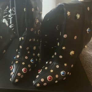 Black leather boots with studs
